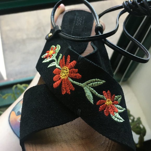 ASOS Embroidered Wood Platform Sandals - Picture 5 of 10